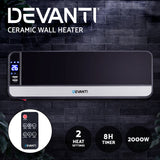 Devanti 2000W Black Wall-Mounted Ceramic Heater