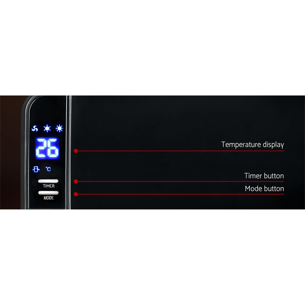 Devanti 2000W Black Wall-Mounted Ceramic Heater