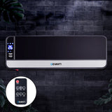 Devanti 2000W Black Wall-Mounted Ceramic Heater - Close-Up Angle