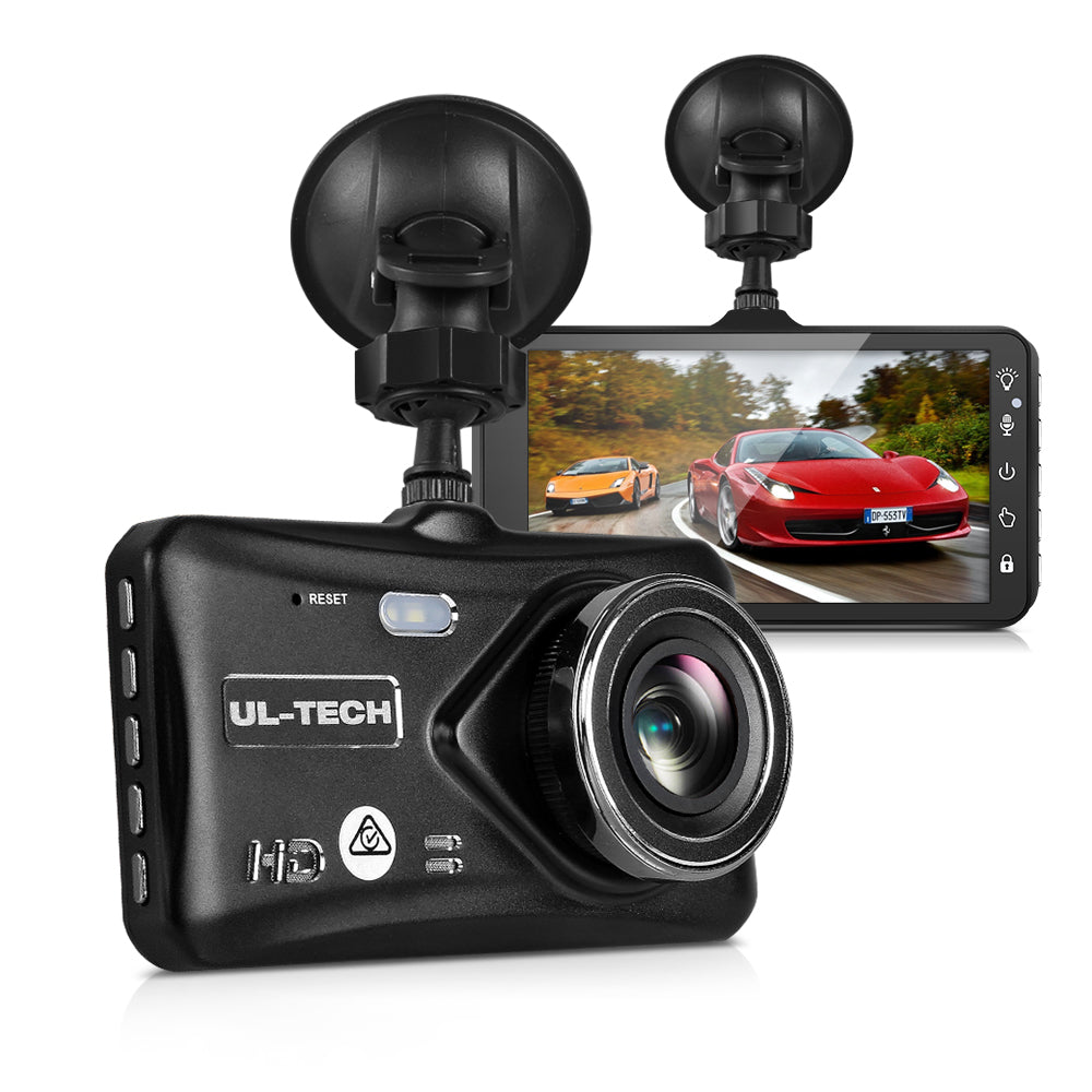 4-Inch HD Dual-Lens Dash Cam with Night Vision - Black