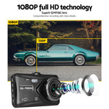 4-Inch HD Dual-Lens Dash Cam with Night Vision - Black