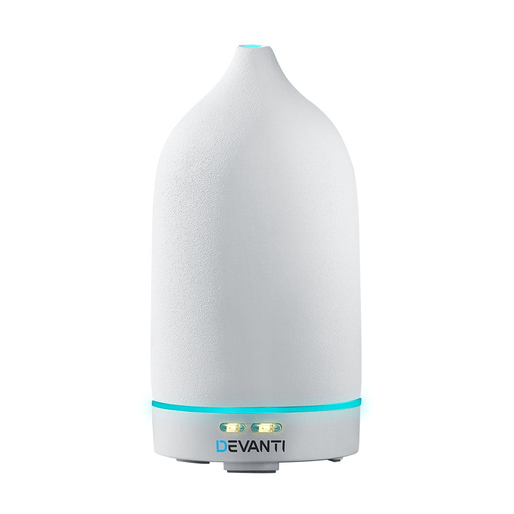 Devanti Ultrasonic Ceramic Aroma Diffuser - 4-in-1 Humidifier, Purifier, Night Light with 7-Color LED