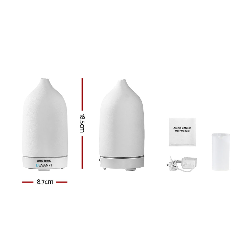 Devanti Ultrasonic Ceramic Aroma Diffuser - 4-in-1 Humidifier, Purifier, Night Light with 7-Color LED
