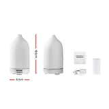 Devanti Ultrasonic Ceramic Aroma Diffuser - 4-in-1 Humidifier, Purifier, Night Light with 7-Color LED - Top-Down View
