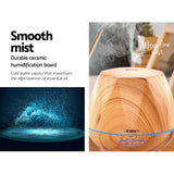 Devanti 4-in-1 Ultrasonic Aroma Diffuser with LED Night Light - 400ml Light Wood Humidifier - Front View