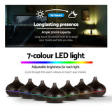 4-in-1 Ultrasonic Aroma Diffuser with Dark Wood Finish - 300ml Capacity - Rear View