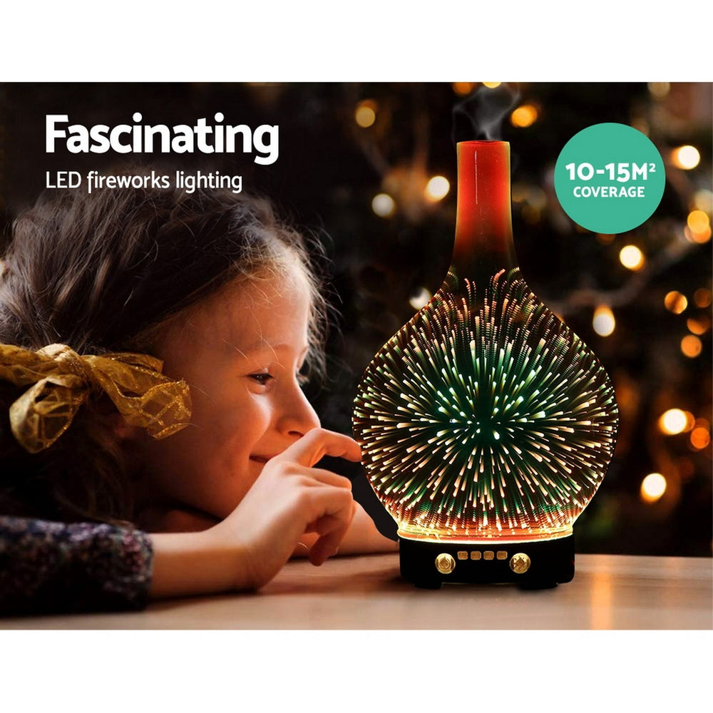 Aromatherapy 3D LED Firework Humidifier and Essential Oil Diffuser - 100ml Capacity