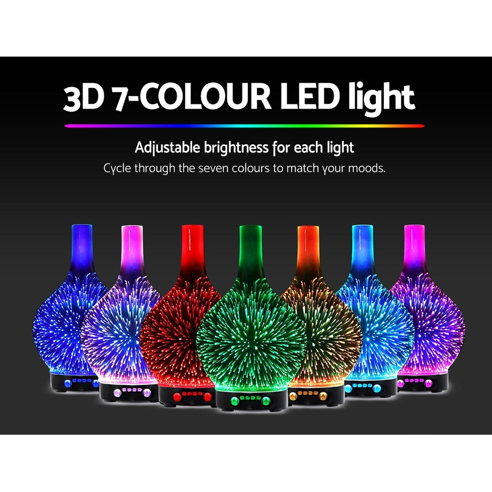 Aromatherapy 3D LED Firework Humidifier and Essential Oil Diffuser - 100ml Capacity