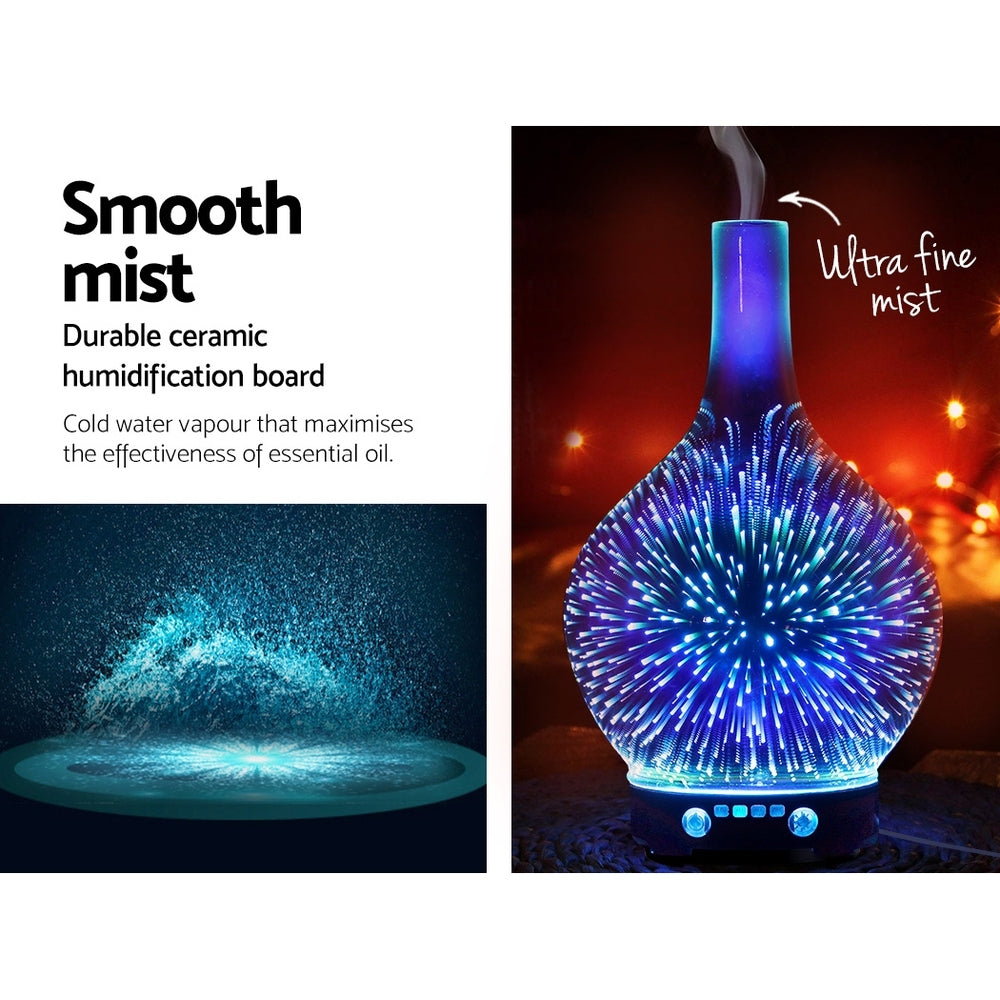 Aromatherapy 3D LED Firework Humidifier and Essential Oil Diffuser - 100ml Capacity
