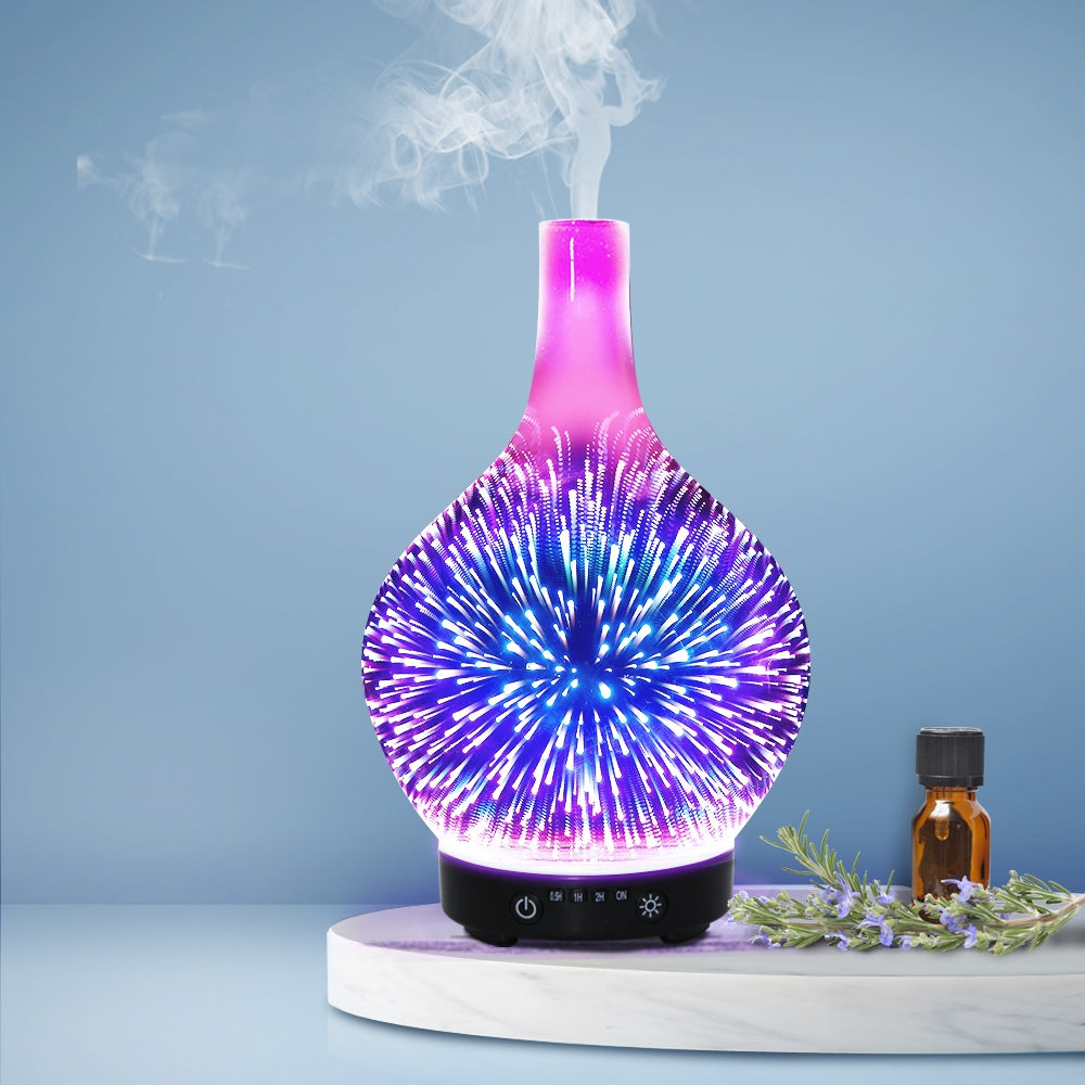 Aromatherapy 3D LED Firework Humidifier and Essential Oil Diffuser - 100ml Capacity