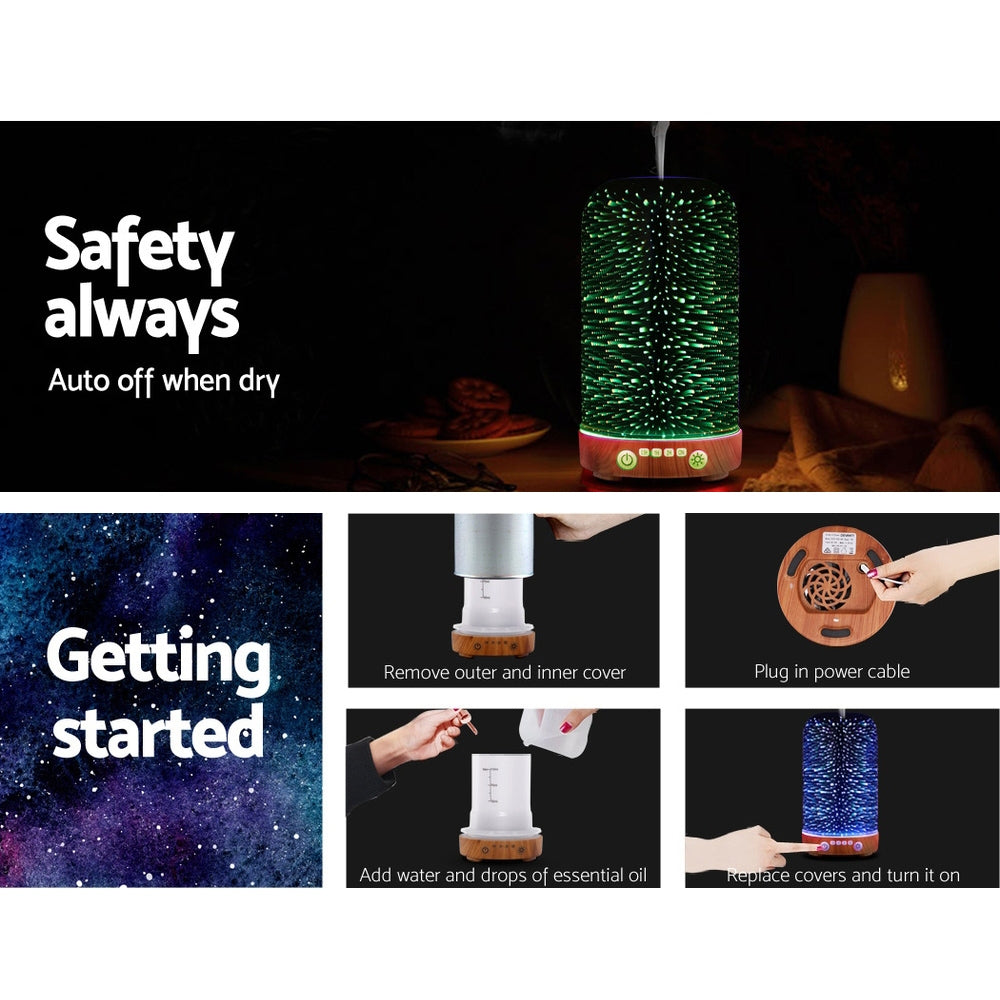 Devanti 4-in-1 Ultrasonic Essential Oil Diffuser with 3D Lighting and Humidifier