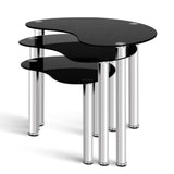 Modern Black Glass Nesting Tables Set of 3 by Artiss - Top-Down View