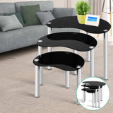 Modern Black Glass Nesting Tables Set of 3 by Artiss