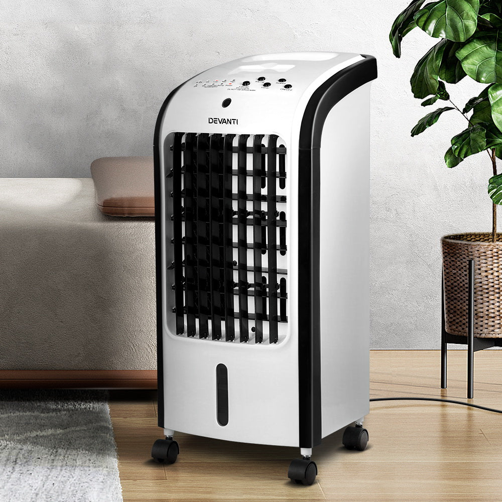 Portable 4-in-1 Devanti Evaporative Cooler and Humidifier with Remote Control