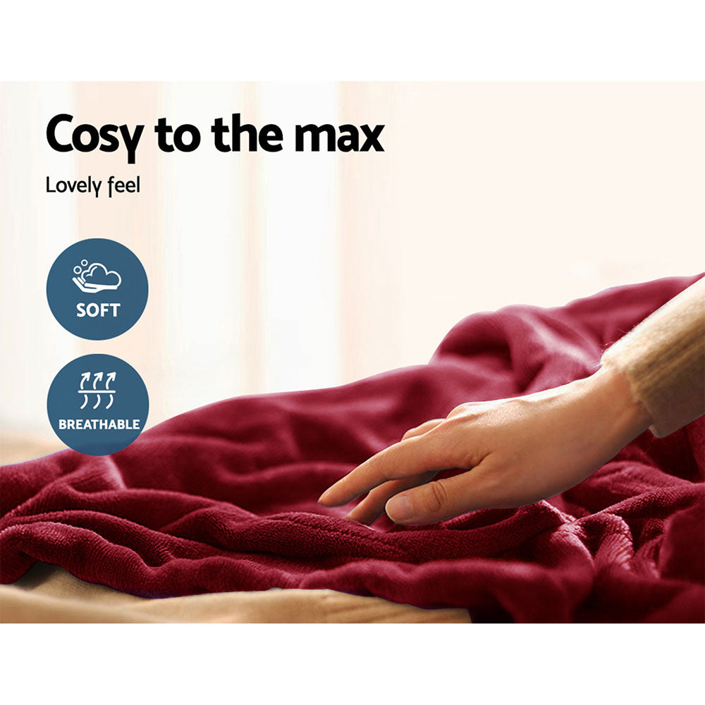 Giselle Bedding Cozy Electric Throw Blanket - Deep Red
