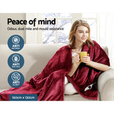 Giselle Bedding Cozy Electric Throw Blanket - Deep Red - Rear View