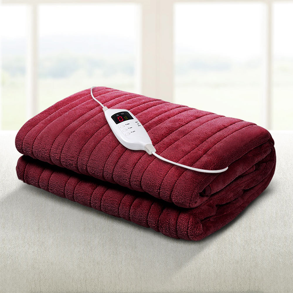 Giselle Bedding Cozy Electric Throw Blanket - Deep Red