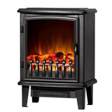 Portable Devanti Electric Fireplace with Realistic Log Flame Effect - 1800W Winter Heater - Front View