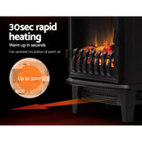 Portable Devanti Electric Fireplace with Realistic Log Flame Effect - 1800W Winter Heater - Top-Down View