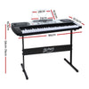 Alpha 61 Keys Electronic Piano Keyboard LED Electric Silver with Music Stand for Beginner