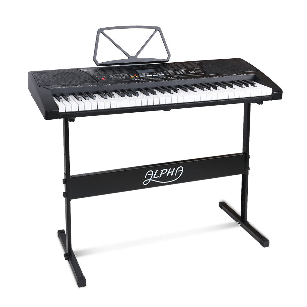 Alpha 61-Key Light-Up Electric Keyboard with LCD Display, Stand & Music Holder