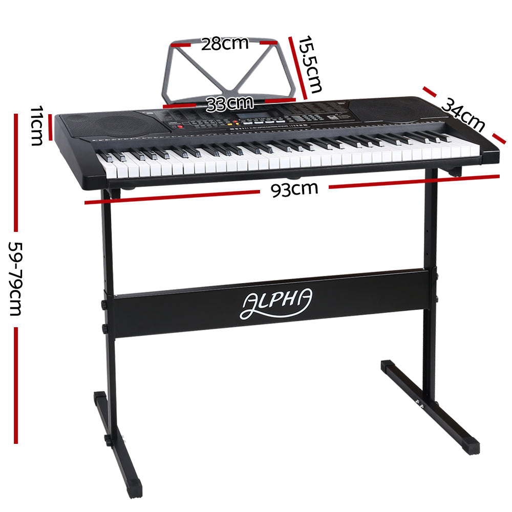 Alpha 61-Key Light-Up Electric Keyboard with LCD Display, Stand & Music Holder