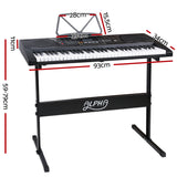 Alpha 61-Key Light-Up Electric Keyboard with LCD Display, Stand & Music Holder - Top-Down View