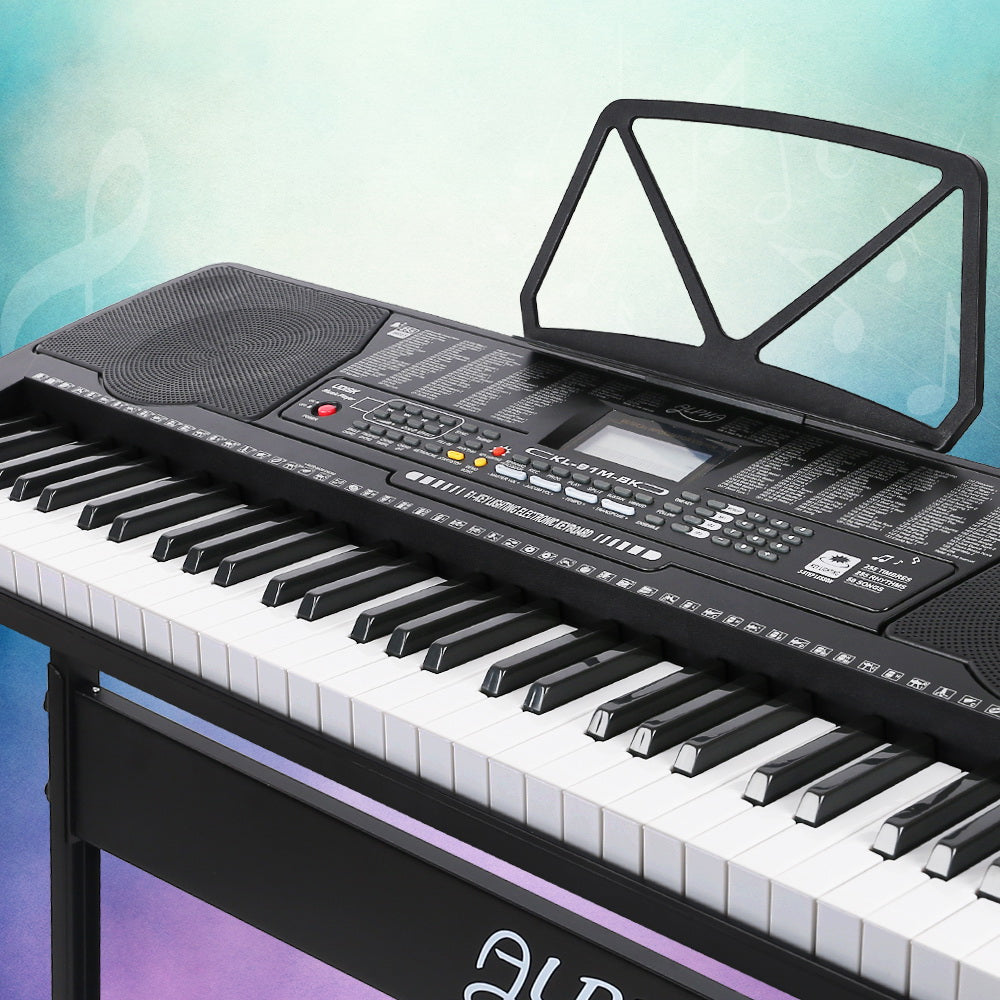 Alpha 61-Key Light-Up Electric Keyboard with LCD Display, Stand & Music Holder