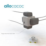 ALLOCACOC PowerCube USB Extended with 4 Outlets and 2 USB Ports - Grey, 1.5M Cable (Twin Pack) - 45-Degree Angle