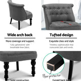 Elegant Grey Lorraine Armchair with Tufted Design - Close-Up Angle