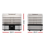 Devanti 5-Tray Stainless Steel Food Dehydrator - Silver - Side View