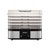 Devanti 5-Tray Stainless Steel Food Dehydrator - Silver - Top-Down View