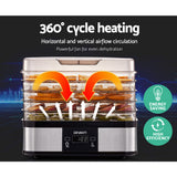 Devanti 5-Tray Stainless Steel Food Dehydrator - Silver - Rear View