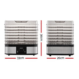 Devanti 7-Tray Stainless Steel Food Dehydrator - Silver - Top-Down View