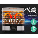 Devanti 7-Tray Stainless Steel Food Dehydrator - Silver - Front View