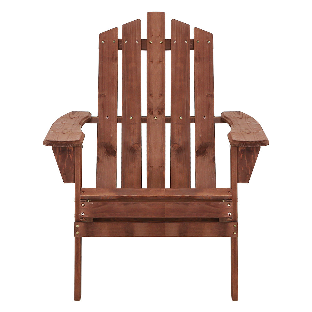 Classic Adirondack Wooden Sun Loungers with Table - Eco-Friendly Patio Set in Brown