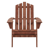 Classic Adirondack Wooden Sun Loungers with Table - Eco-Friendly Patio Set in Brown - Top-Down View