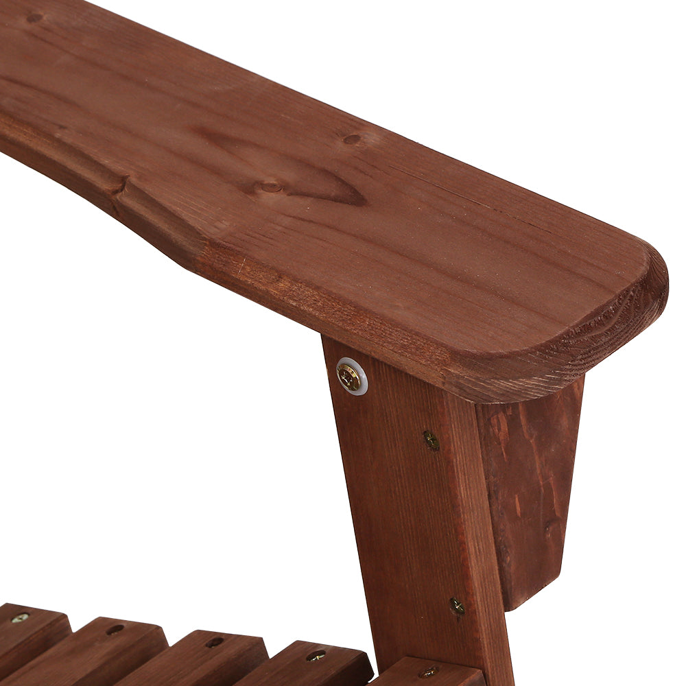 Classic Adirondack Wooden Sun Loungers with Table - Eco-Friendly Patio Set in Brown