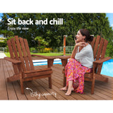 Classic Adirondack Wooden Sun Loungers with Table - Eco-Friendly Patio Set in Brown - Extra Image