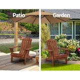 Classic Adirondack Wooden Sun Loungers with Table - Eco-Friendly Patio Set in Brown - Extra Image