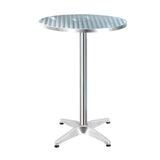 Gardeon Adjustable Height Stainless Steel Round Bar Table - 60cm Diameter, Indoor & Outdoor Use - Close-Up Angle