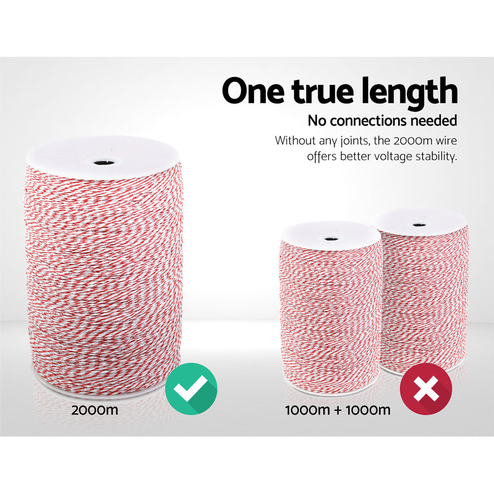 High-Visibility 2000M Red and White Polywire Roll for Electric Fencing