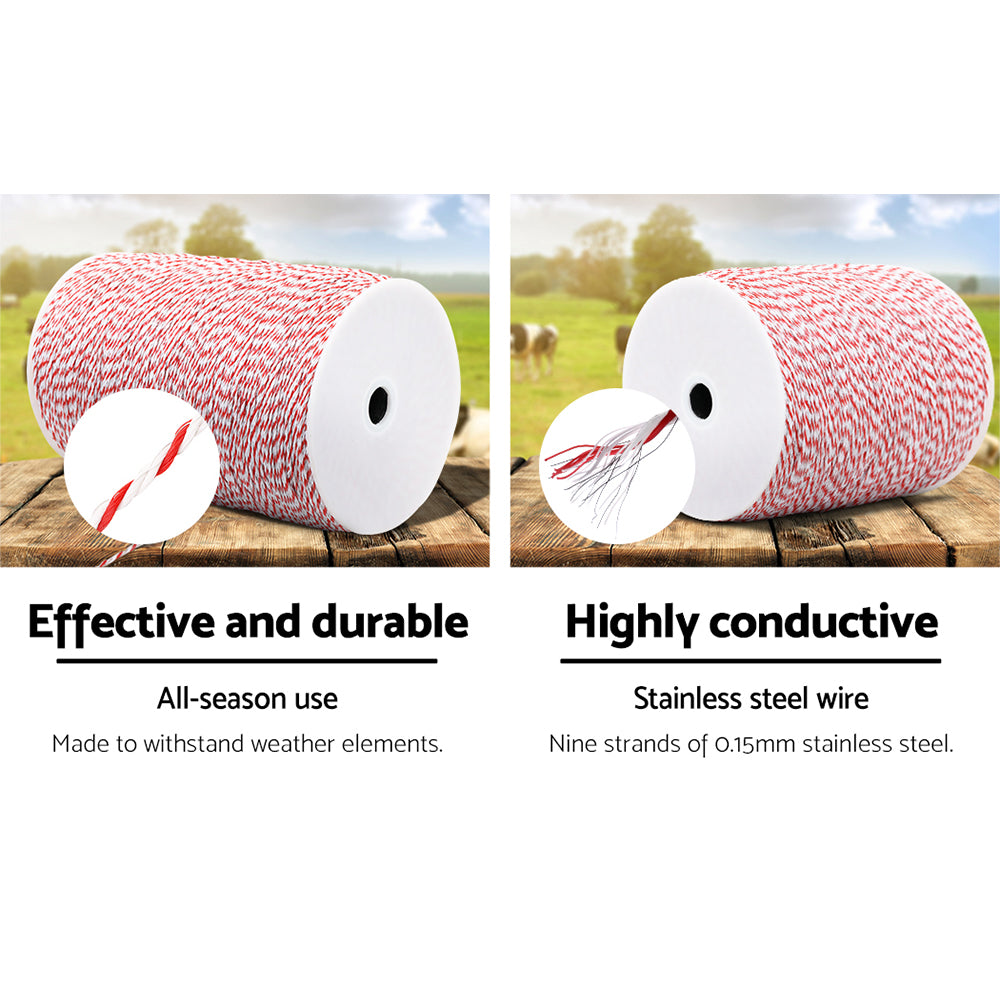 High-Visibility 2000M Red and White Polywire Roll for Electric Fencing