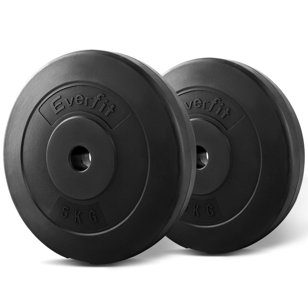 Everfit 2-Pack 5KG Rubber Weight Plates for Home Workouts
