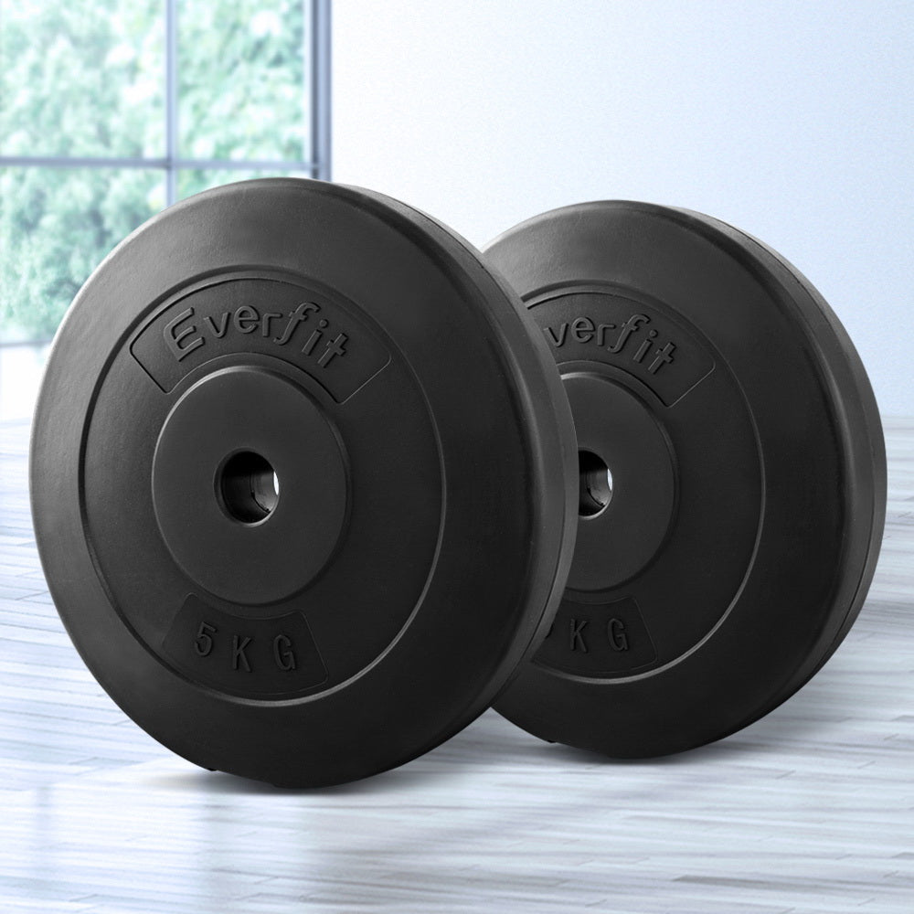Everfit 2-Pack 5KG Rubber Weight Plates for Home Workouts