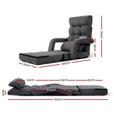 Adjustable Linen Reclining Armchair Sofa Bed with Folding Design and Bonus Pillow - Side View