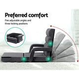 Adjustable Linen Reclining Armchair Sofa Bed with Folding Design and Bonus Pillow - 45-Degree Angle