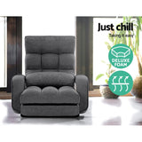 Adjustable Linen Reclining Armchair Sofa Bed with Folding Design and Bonus Pillow - Rear View