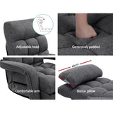 Adjustable Linen Reclining Armchair Sofa Bed with Folding Design and Bonus Pillow - Close-Up Angle