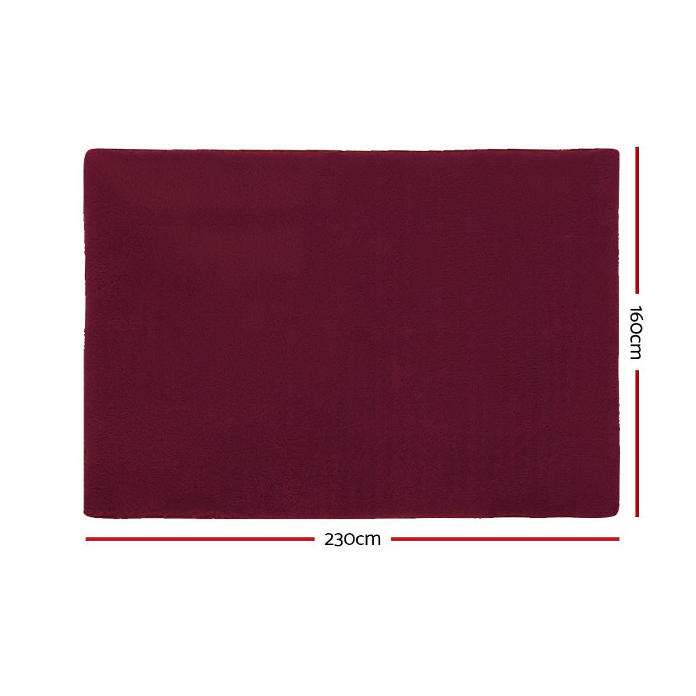 Artiss Extra Large Burgundy Shaggy Carpet 160 x 230 cm Ultra Plush Floor Mat for Living Room